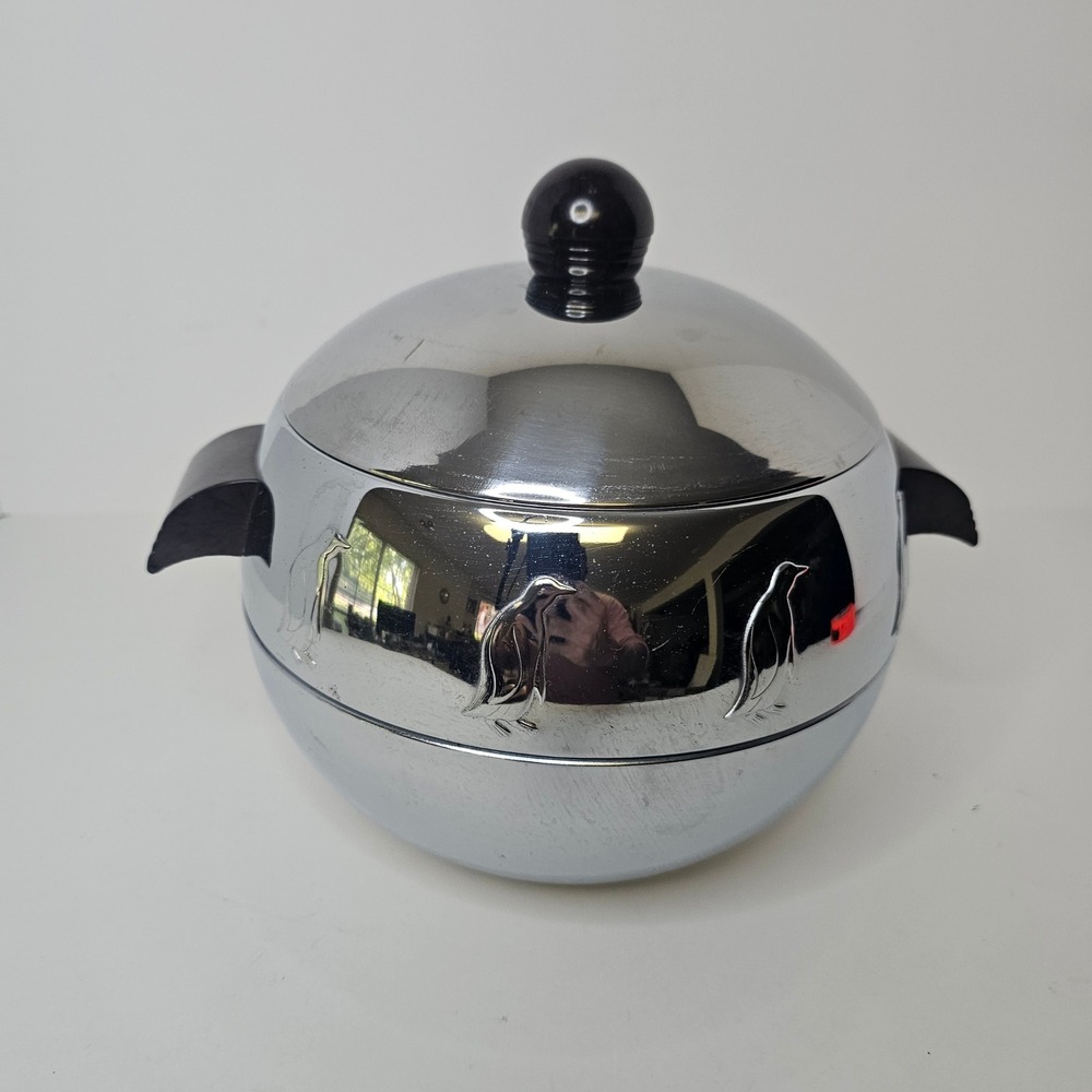 Vintage West Bend Penguin Hot Cold Server Chrome Ice Bucket Mid Century Modern